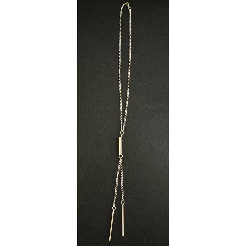 Unbranded Necklace Tone Bar Lariat Dainty Minimalist Layering Silver Mini 17"